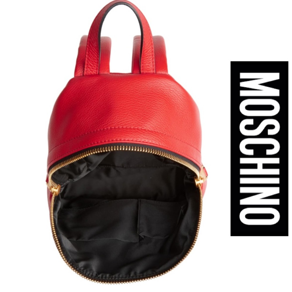 NWT MOSCHINO Logo Deerskin Leather Backpack - Picture 4 of 6